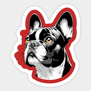 Stunning and Cool French Bulldog Monochrome and Gold Portrait for Father's Day Sticker